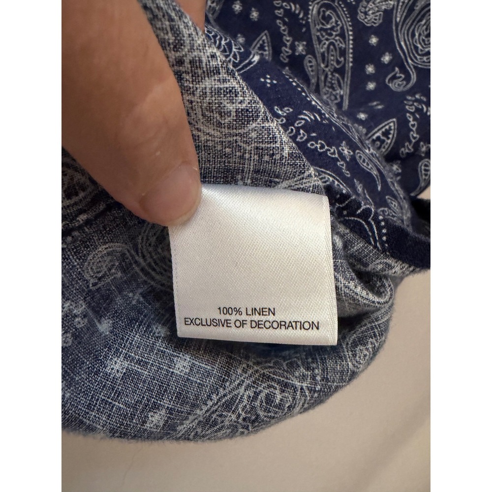 Cremieux Button Shirt XL Navy Paisley Linen, Casual, Beach, Summer, Tropical, XL - Picture 5 of 8